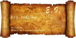 Erl Ivána névjegykártya